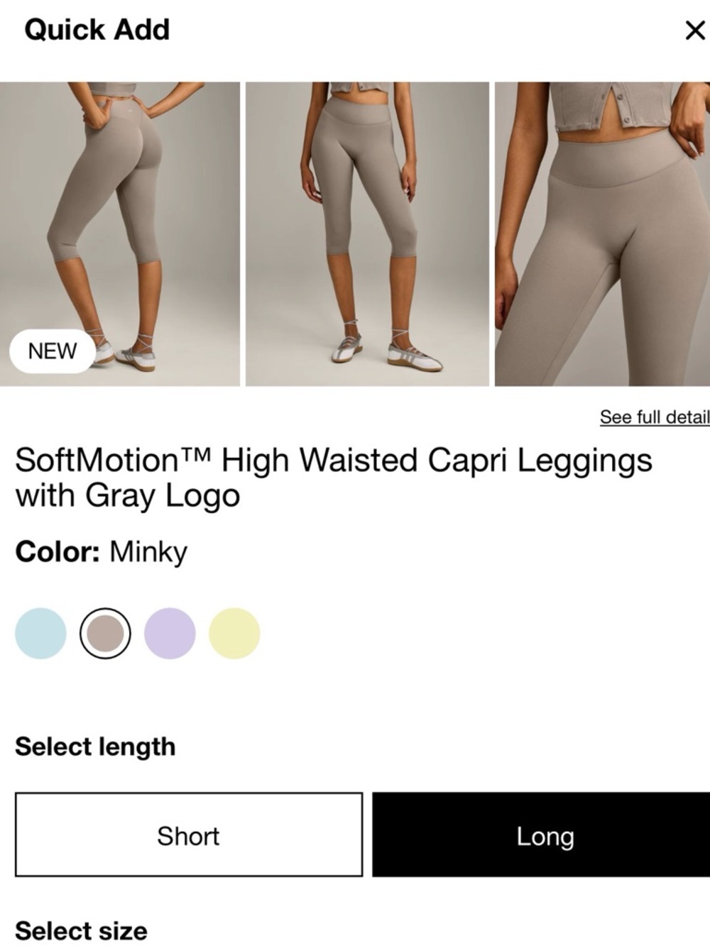 Oner Active SoftMotion High Waisted Capri Leggings Minky Small Long